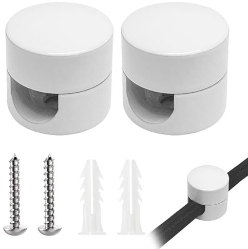 2 Pièce Support Mural et plafonnier pour Câbles Fixation au Plafond avec Vis et Chevilles Aluminium Deckenpins Support Mural et plafonnier en Aluminium pour Câbles, Blanc