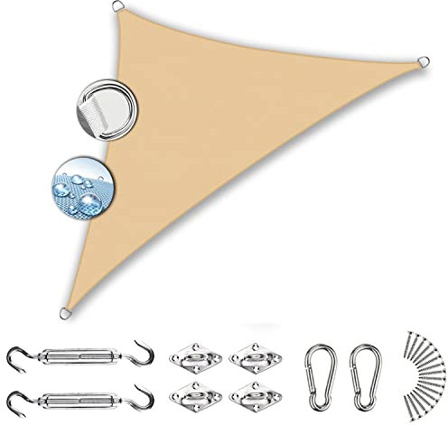 Grande tenda parasole, 5 x 5 x 6 m, 90% protezione UV, tenda da sole per cortile e giardino, include corda inclusa, colore crema