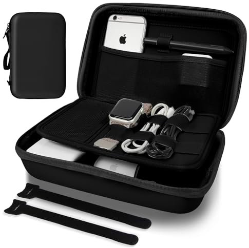 MeloSync Hard Travel Electronic Organizer Case for Power Bank Chargers Cables USB Flash Drive SD Card Electronics & Backpack Organizer Travel Case Small Portable Accessories Bag, Black
