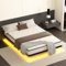 TEENO Cadre de Lit 140 x 190 x 20cm Flottant avec Rangement sous, Lit 2 Personnes avec des lumières LED, Plateforme en métal - Noir - sans Matelas