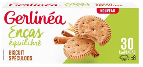 Gerlinéa - Biscuits Speculoos- Encas Équilibré - Réduits en Sucre - Sans Édulcorant - Source de Protéines - 1 Boîte de 4 x 3 Biscuits - 156g