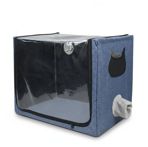 Cámara de inhalación de oxígeno de Mascotas Plegable de sustvita, Caja de nebulizador de atomización de Mascotas, ICI de oxígeno para Gatos y Perros para Soporte respiratoria,