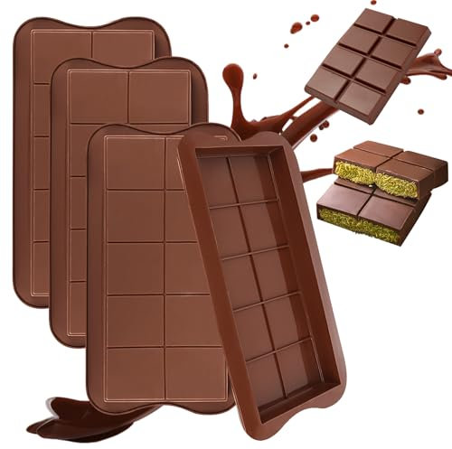 QOUBNIC Moule Tablette Chocolat, 4 Pièces Moules à Chocolat en Silicone Moule à Tablette de Chocolat Profond, Moule Chocolat de 10 Cavités pour Chocolat, Praline, Bonbons