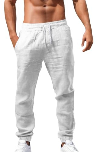 Generisch Pantalones de chándal para hombre, pantalones largos de color sólido, transpirables, para el tiempo libre
