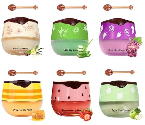 FunnAura 6 PCS Honey Lip Balm Set, Honey Bee Balm UK Lips for Moisturizing Preventing Dry Cracked