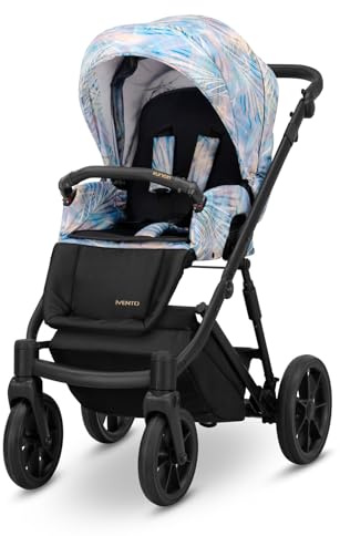 Kunert Ivento 2in1 Kinderwagen mit schwarzem Rahmen und weißem Stil (Blau/Rosa)