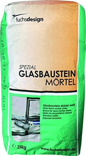 Fuchs Design Mortero para ladrillos de vidrio, color blanco, adecuado para interiores y exteriores, 25 kg