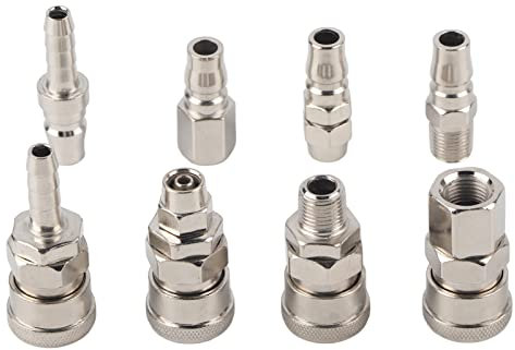 Raccordi Rapidi Pneumatici, Akozon Pneumatico Raccordo Rapido 8 Pz 1/4 Tubo dell'aria Pneumatico Connettore Union Attacco Rapido per Tubo del Compressore d'aria