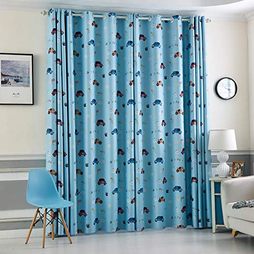 Naturer Kinder Vorhang Verdunkelung Junge Ösen Junge und Mädchen 225x140 Lang Auto Muster Kinderzimmer Gardinen Vorhänge Blickdicht Babyzimmer Schlafzimmer Gardine Ösenschal