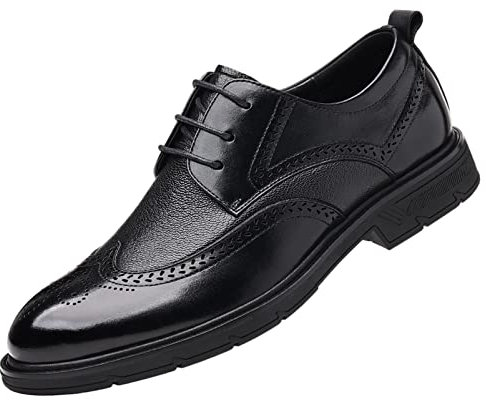 ANUFER Hombres Piel Genuina Zapatos Derby Formales con Cordones Vestir Boda Negocios Negro SN01612 EU44