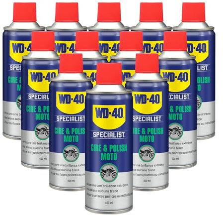 WD-40 Specialist, Cire et Polish Moto, Idéal pour Faire Briller la Moto, Carton de 12 Aérosols de 400 ml