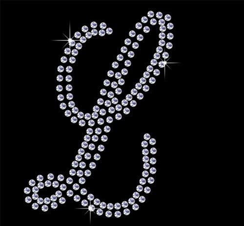 TShirt Showroom 4 Fancy letter L Hotfix Rhinestone Diamante Iron on Transfer Motif Applique
