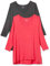 Amazon Essentials Women's 3/4 Sleeve V-Neck Swing T-Shirt (Available in Plus Sizes), Pack of 2, Charcoal Heather/Red, XL