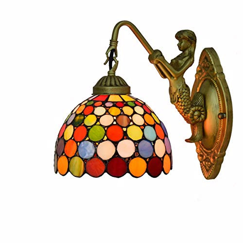 Blivuself Tiffany Wandlampen Licht 8-Zoll-Wandleuchte Bunte Balkon britisch modern Tiffany-Buntglas Wohnzimmer Esszimmer Schlafzimmer Bar Club Aisle