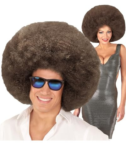 Horror-Shop Riesige Afro Perücke Braun als Kostümzubehör für Karneval und Mottoparties