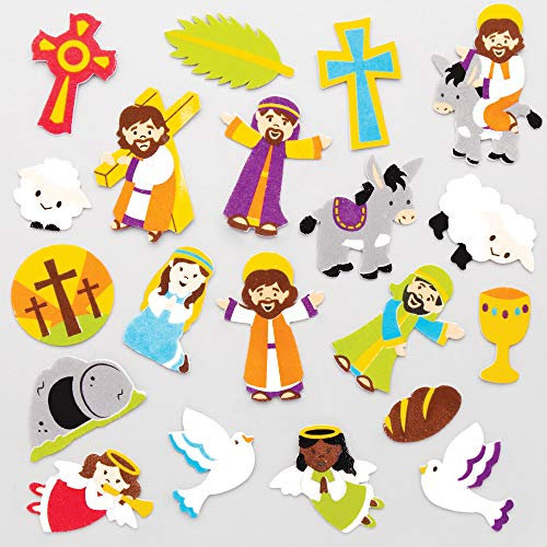 Baker Ross Holy Week Foam Stickers - Pack of 120, Christian Crafts for Kids (AT574)