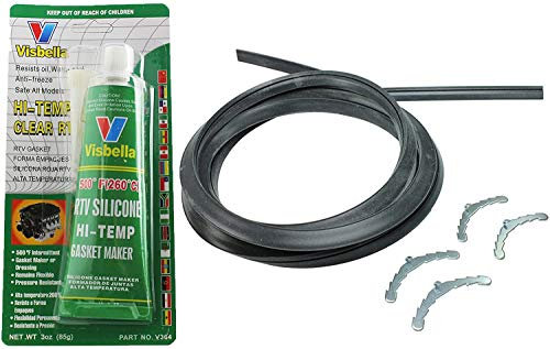 Spares2go Door Seal 4 Sided Gasket Rounded Corner Clips 198cm and Glue Sealant Compatible with AEG, Electrolux, Zanussi Oven Cookers