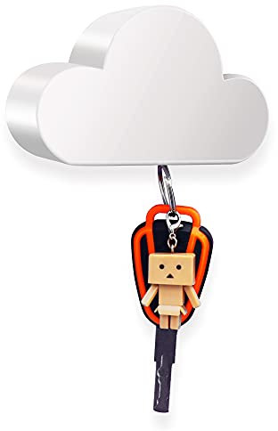 Meyerascal White Cloud Magnetic Key Holder for Wall, Strong Magnetic to Securely Hang Multiple Keys and Keychain, Novelty Cute Home Decorations, Easy to Install and Convenient to Use.(White)