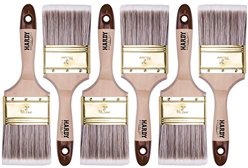 HARDY WORKING TOOLS Flachpinsel-Set 6-teilig, 6 Stück – 75 mm Breite, Malerpinsel Set mit Holzgriff, Lackpinsel Serie *45*, 6PCS, Pinselset A0205-450630 Braun