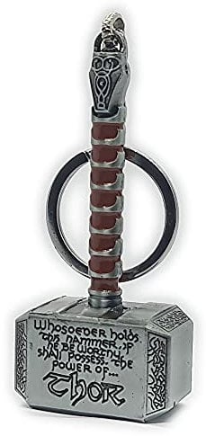 Thor Hammer Mjolnir Keyring Ornament 100g each Exclusive Solid Single Piece Won't Snap (Silver & Brown)