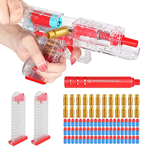 Tovol Zerky Shell Auswurfspielzeug Pistole mit Patrone Weichschaum Blaster Pistole Spielzeug für Kinder Klare Farbe