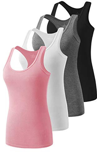 Ymmchy Workout Tank Top Damen Racerback Shirt Tanktop Unterhemd 4er-Pack Black/Gray/White/Pink M