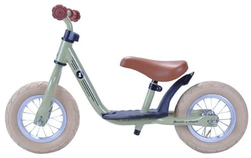 Bandits & Angels Metall-Laufrad Starter Retro Grün mit Trittbrett ab 2 Jahren – grünes Laufrad – Verstellbarer Sattel 29 bis 39 cm – für Jungen und Mädchen – niedriger Einstieg mit Trittbrett