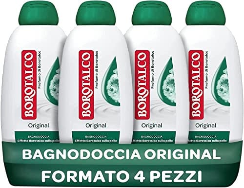 Borotalco Original-Duschbad mit Borotalkus-Duft, Formel mit feuchtigkeitsspendenden Wirkungen, Borotalkum-Wirkung auf die Haut, dermatologisch getestet, 4 Flaschen à 600 ml , 600ml (4er Pack)