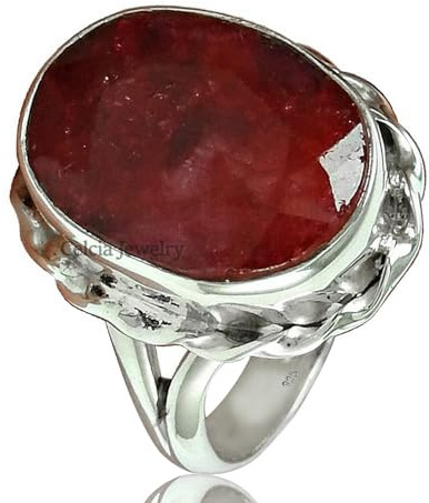 Natürlicher Rubin Edelstein Ring 925 Sterling Silber Handgemachter Schmuck für Frauen Geburtsstein Größe 8,5