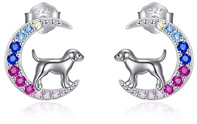 YFN Hund Ohrringe Sterling Silber Hund Mond Ohrstecker Hund Ohrringe Geschenke für Frauen Mädchen