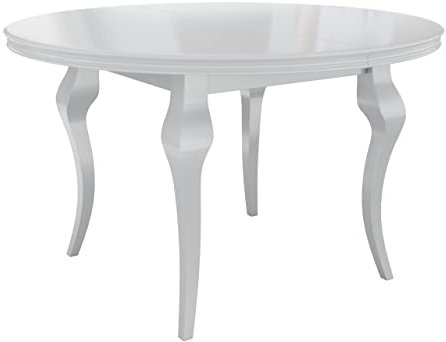 Mirjan24 Esszimmertisch Lowite, Ausziehbarer Tisch für Esszimmer, Praktischer Runder Tisch für Küche, Esstisch, Kaffeetisch, Modern Küchentisch, Buchenholz (weiß Hochglanz, Modell Ø 120 cm)