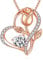 Praelinos Love Heart Necklace for Women 18K Rose Gold Plated Rose Flower Silver Tone 5A Cubic Zirconia Pendant Anniversary Mother's Day Birthday Jewellery For Her Mum Daughter Wife Girls Gift