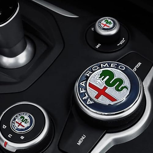 URYYRIT Zinc Alloy, Car Center Console Knob Decoration Sticker, Gear Shift Kit 3D Decal, For Alfa Romeo Giulia Stelvio Interior Retrofit Accessories,Multi-colored Stelvio