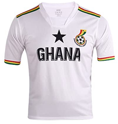 YuanDiann 2022 Katar Fußball Weltmeisterschaft T-Shirt Kurzarm Rundhals Fanshirt Trainingsshirt Stretch Casual Atmungsaktiv Sport Shirt Bedrucken Fussballtrikot Ghana M