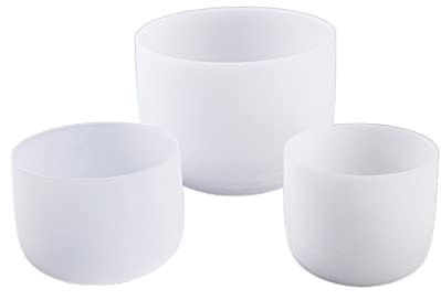 EIFINE Juego de 3 Cuencos de Cristal de 8/10/12 Pulgadas, Cuencos tibetanos de Cuarzo Blanco, 432hz (Size : 8 10 12 Inch no Bag)