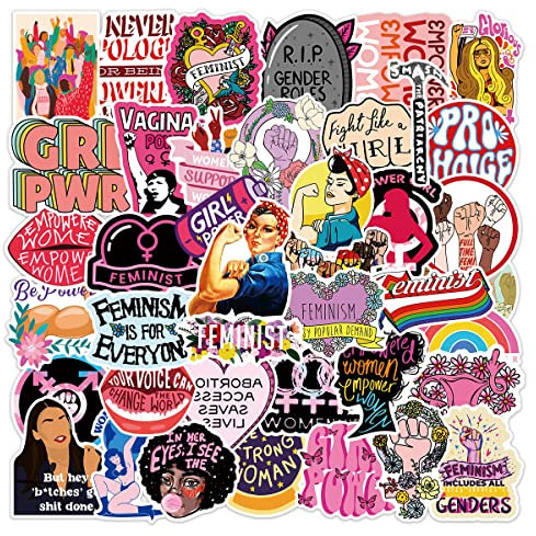 50 Stück Feminism Aufkleber für Koffer, Skateboard, Laptop, Computer, Wasserflaschen, Auto, Teenager, Jungen, Mädchen, Aufkleber, wasserdicht