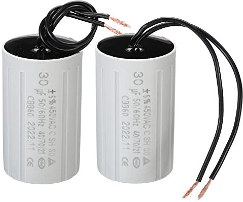 PATIKIL CBB60 30uF Running Capacitor,2pcs AC 450V 2 Wires 50/60Hz Cylinder 70x42mm for Water Pumps,Washing Machines Motor Start