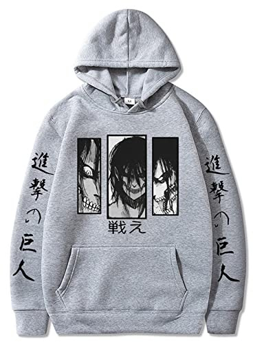 zhedu Anime AOT Hoodies Eren Jaeger Graphic Hoodie Manga Schwarz Langarm Kapuzen-Sweatshirt Oversized Unisex (M,Color 03)