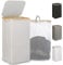 iEGrow Laundry Basket with Lid, 110L Large Laundry Hamper with Handle and Lid, Collapsible Clothes Bsket Organizer with Removable Inner Bag for Clothing Toys Towels - Beige, White