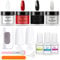 Lofuanna Dip Powder Nail Kit Starter-4 Colors Clear Black Red Glitter Dipping Powder with Base&Top Coat&Activator,No UV/LED Needed,All-in-One DIY French Nail Art Manicure Set for Beginners
