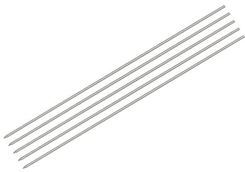 sourcing map Inoxidable Acero Barbacoa Brochetas, 17.7 Pulgadas Reutilizables Cocina Agujas Palillo para Asar Carne Pollo Pavo, 5uds
