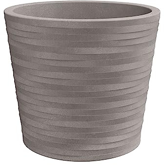 NICOLI Pot cylindrique Hermers ELEGANCE, en résine, technique rotationnelle, pour intérieur et extérieur, diamètre 30 cm 40 fleur (Ø cm 30 cm, cendre)