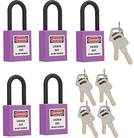 Juego de Candados de Seguridad, 5 Juegos de Bloqueo de Seguridad de 1,5 Pulgadas, Ingeniería de Aislamiento de Nailon, Candado Loto, Estación de Etiquetado de Bloqueo Eléctrico,