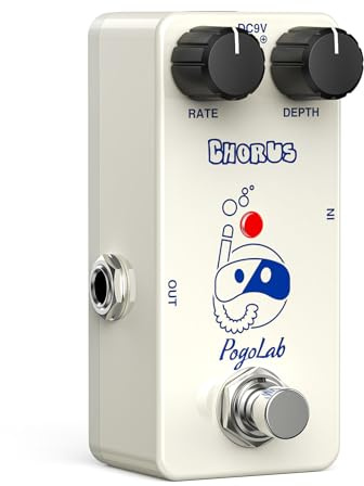 POGOLAB Chorus Pedal, Mini Chorus Gitarrenpedal für E-Gitarre und Bass, mit Geschwindigkeits/Tiefenreglern, Legierungsgehäuse, True Bypass, Analoge Gitarreneffektpedale für lyrische Slow Pop
