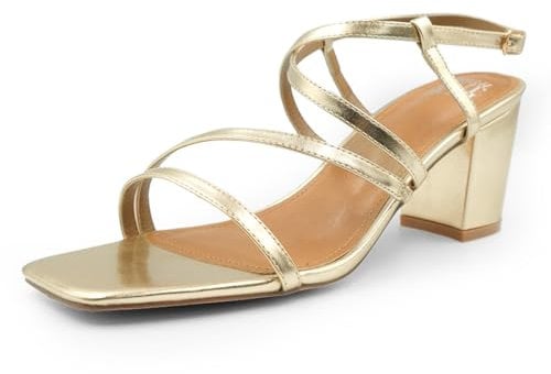 Womens Mid High Block Heels Glitter Ankle Strap Shoes Ladies Comfort Prom Bridal Wedding Shoes Evening Party Occasion Heeled Open Toe Strappy Comfort Dress Wide Fit Sandals Rose Gold Metallic