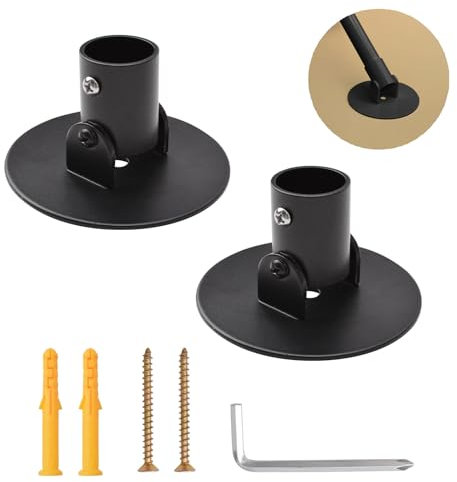 UFURMATE Duschvorhangstangenhalterung, 2 Stück Titanstahl-Duschvorhangstange mit einem Drehflansch Einfache Installation Hochleistungs-Gardinenstange Wandhalterung mit Schrauben