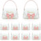 10 Stück kleinen Geschenkbeutel mit Griff, PU Leder Mini Handtasche Geschenk Taschen Mini Süßigkeiten Geschenk-Box für Baby-Dusche Hochzeit Brautjungfer Geburtstag Party (Weiß und Rosa)