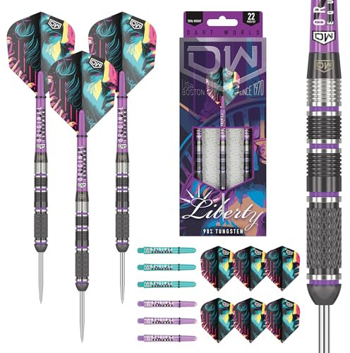 DW Liberty Dartpfeile mit 90 % Wolframstahlspitze, 25 g, präzise ausbalanciert, präzise und langlebig – perfekt für professionelle und Freizeitspieler