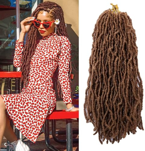 Faux Locs 18 Inch Crochet Hair New Soft Locs 6 Packs/Lot Curly Wavy Pre-Looped Faux Locs Goddess Synthetic Fiber Hair Extensions