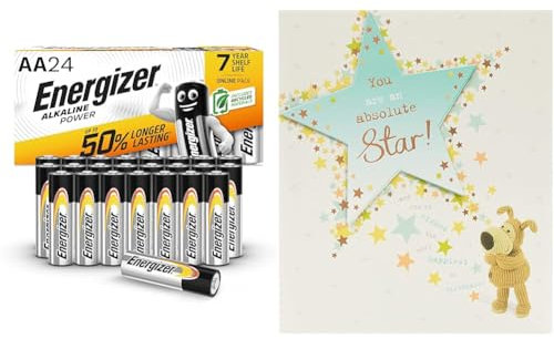 Energizer AA Batteries, Alkaline Power, 24 Pack, Double A Battery Pack - Amazon Exclusive & Boofle Birthday Card - Cute Card for Friend - Cute Birthday Card for Her - You're an Absolute Star